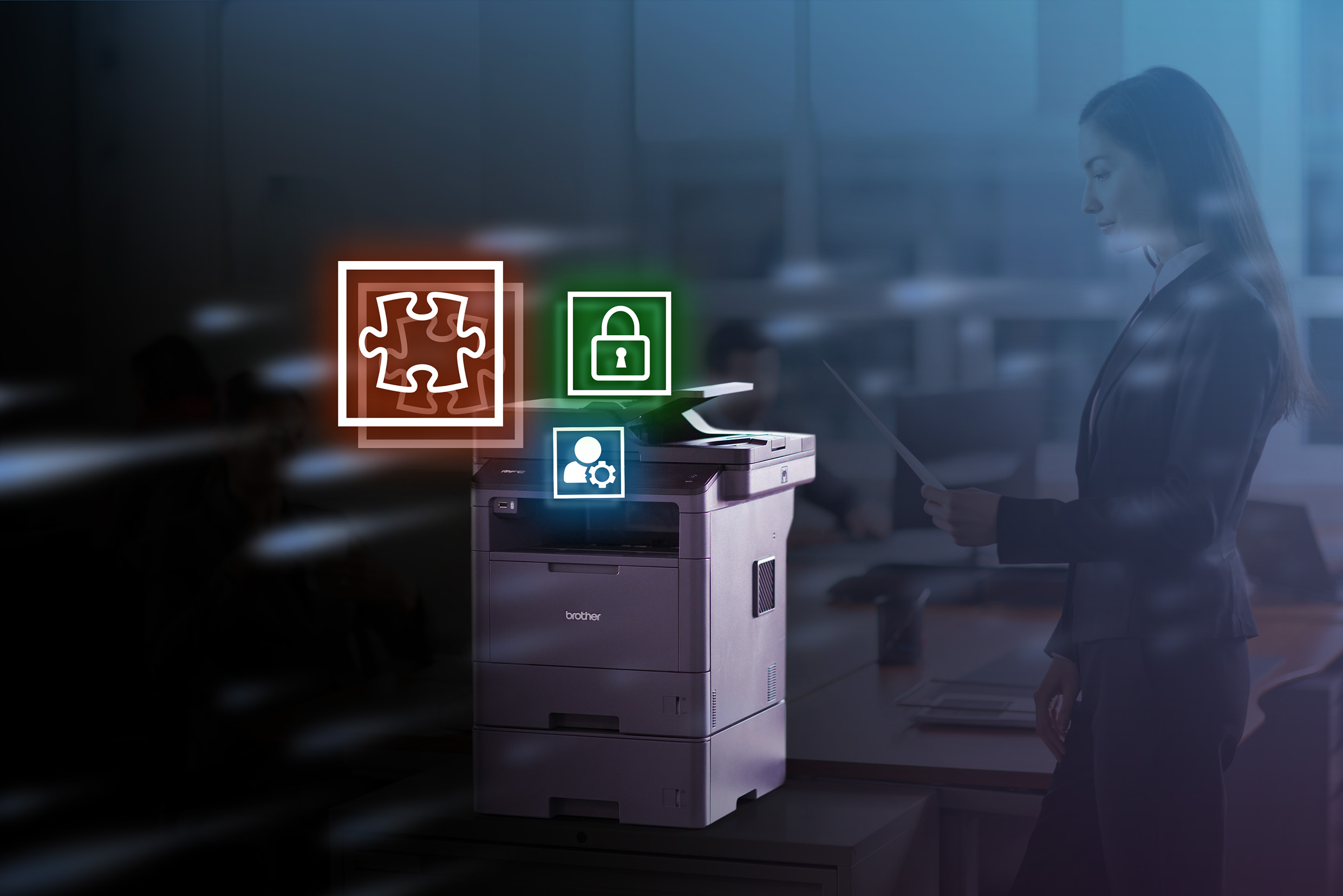 printer and woman image